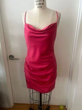 NBD Pink Cowl Neck Mini Dress with Front and Side Ruching Size‎ Medium